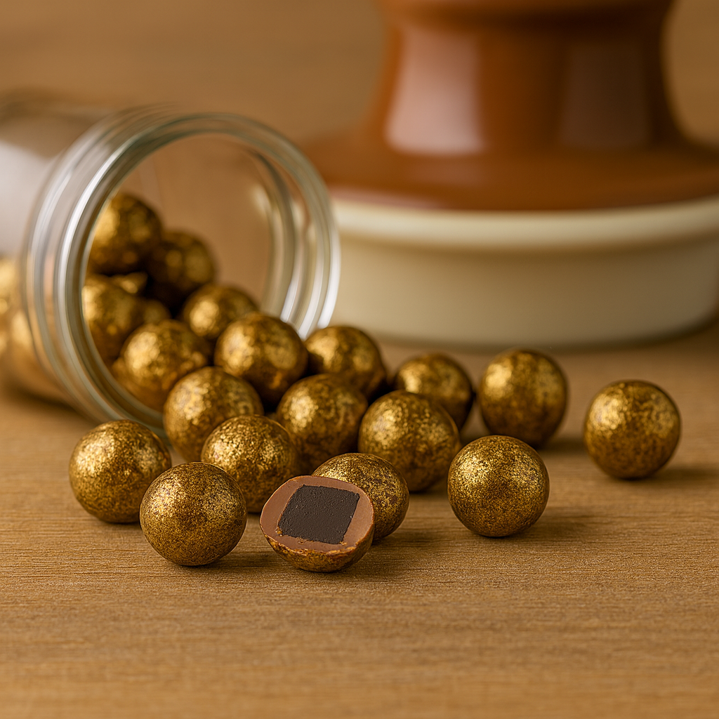 Skandinavische Lakritz – Salzlakritzkugeln Gold – Sweet & Salty 