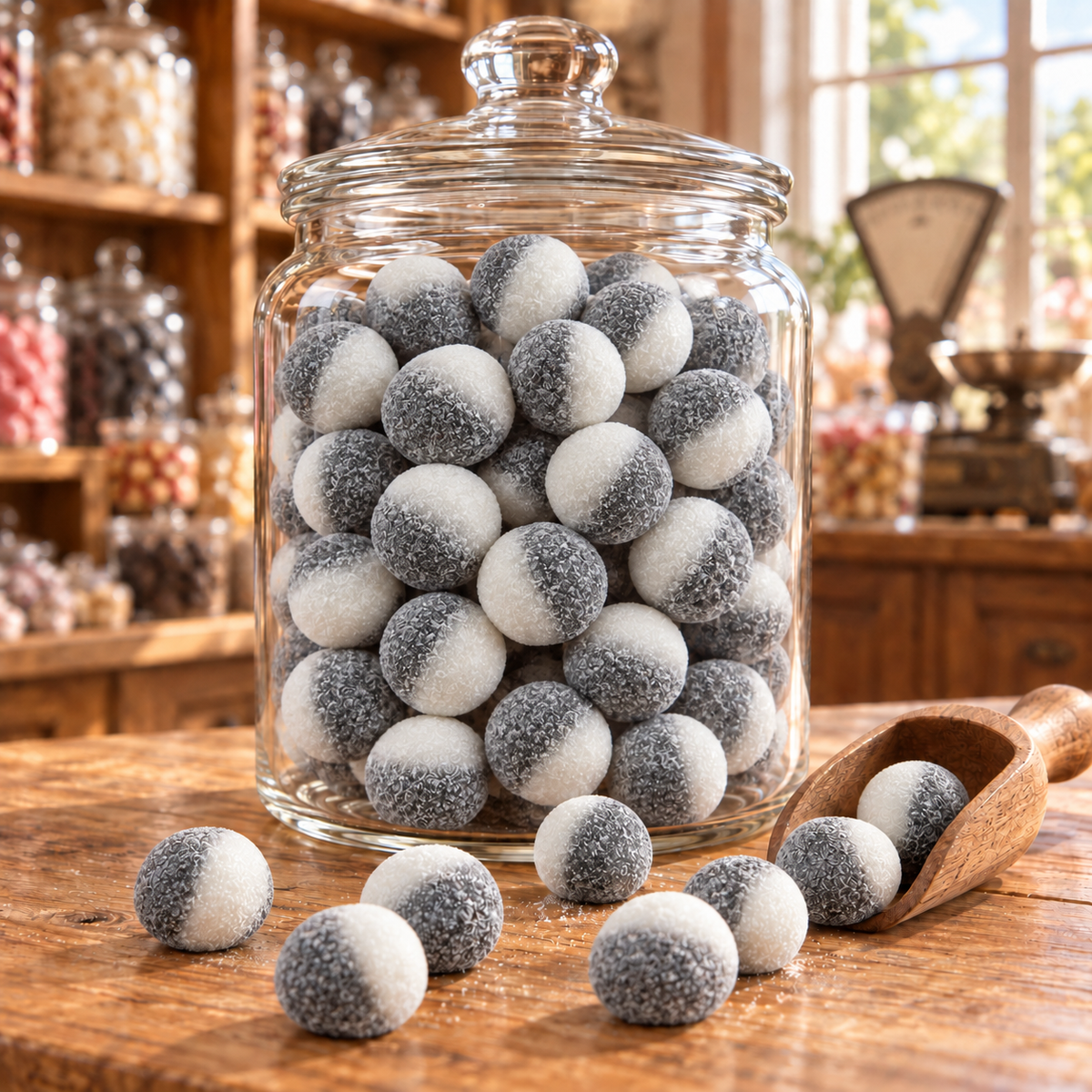 Salmiak Lakritz Kugeln mit Salmiakfüllung (vegan)